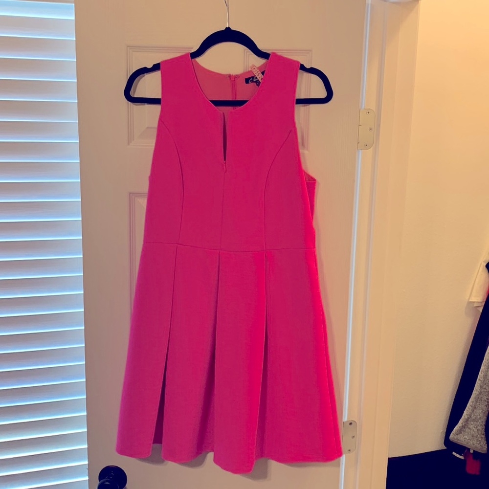 Neon Pink A line Dress with pockets